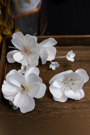 Hvit Elegant Stoff Blomst Hårspenner